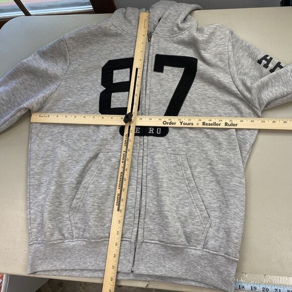 Aeropostale Hoodie Men Large Gray Full Zip 87 Logo Spellout Sweatshirt Retro Y2K - Picture 11 of 16